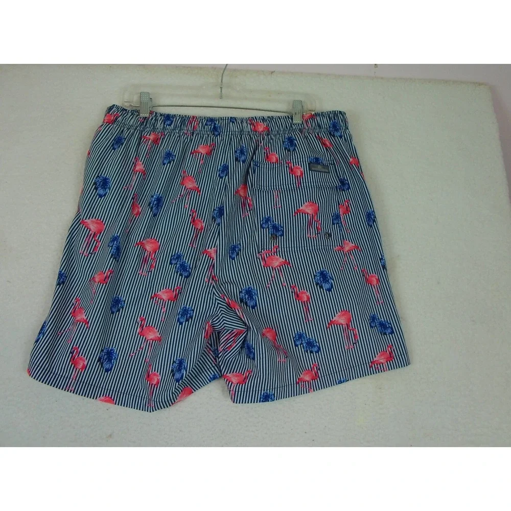 Rainforest‎ Men's Swim Trunks Size XL Flamingos Striped Lined Swimsuit Shorts